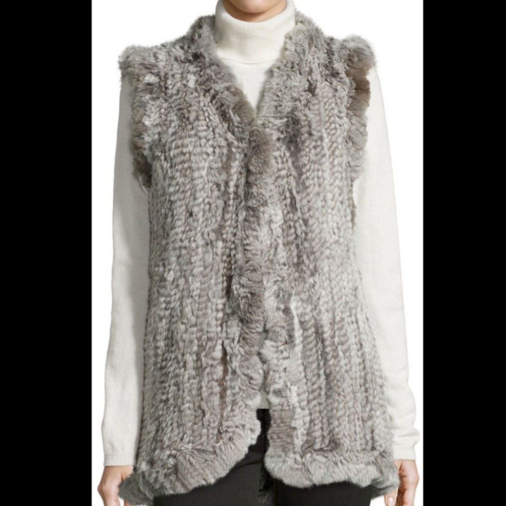 Love Token Gray Rabbit Fur Vest - Picture 2 of 10